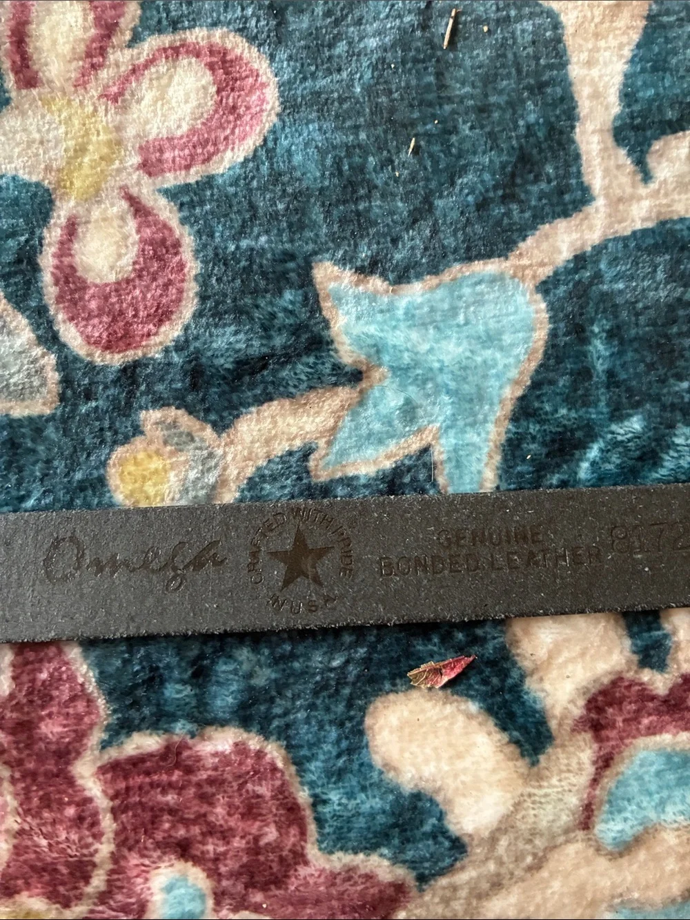 Omega Vintage Black Leather Belt with Silver Western Buckle and Tip L